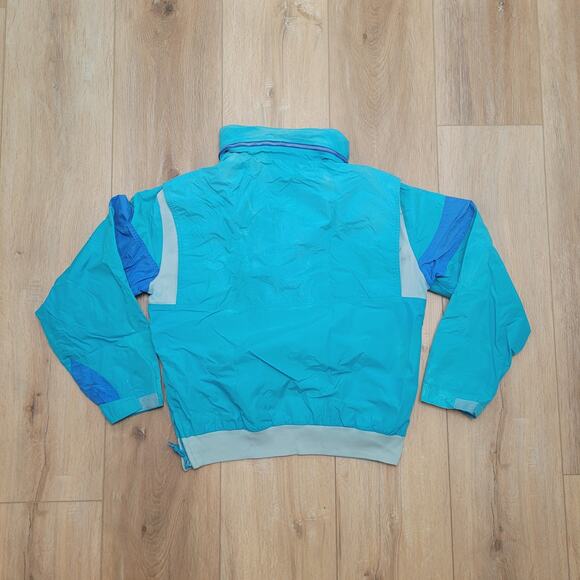 VTG Nike Gray Tag Anorak M Cropped Boxy Tapered Hem Stow Hood 90s Pullover Teal - Picture 2 of 7